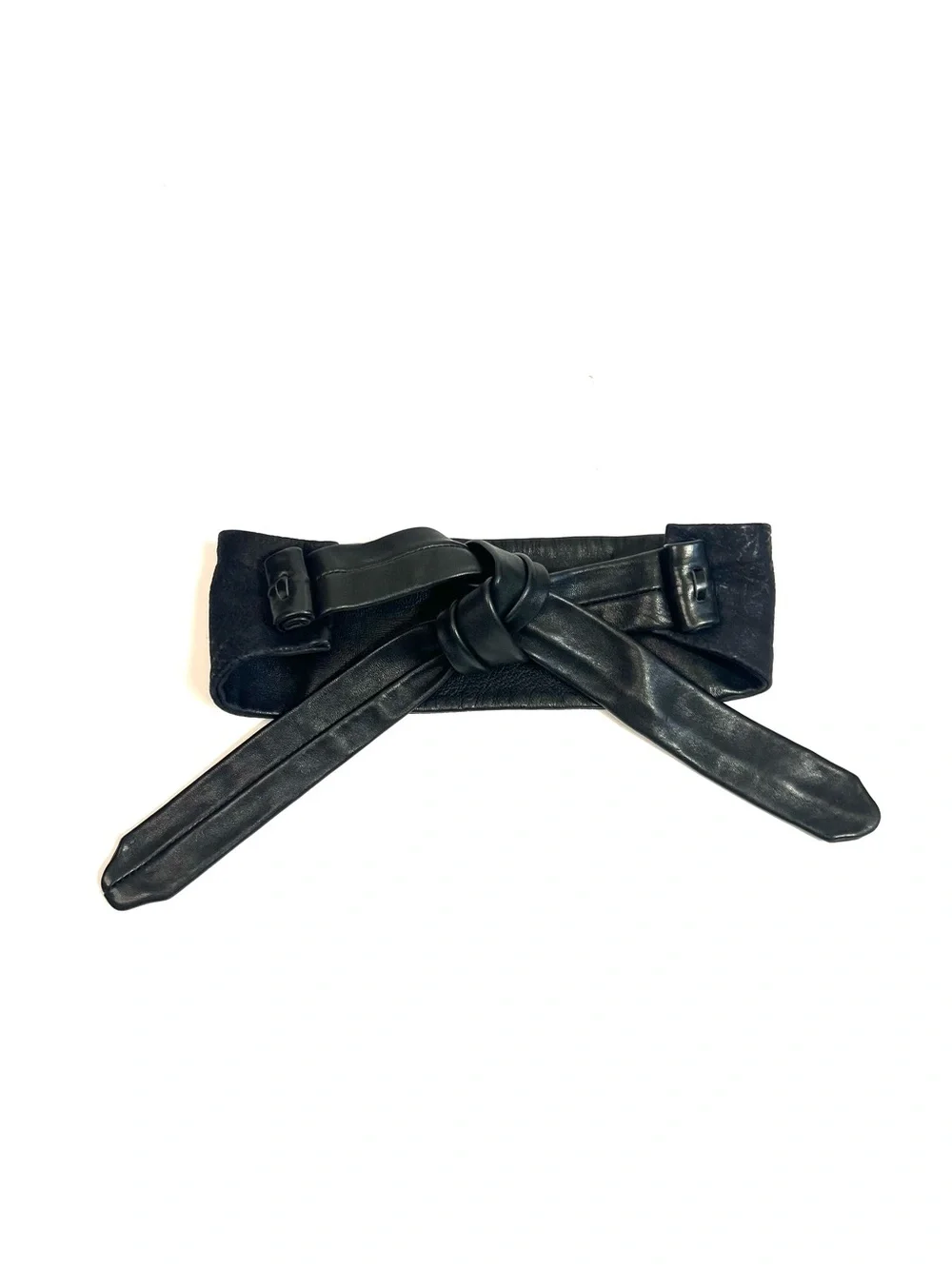 Vintage Il Bisonte Leather Tie Belt Black